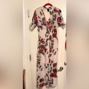 Floral Maxi Dress in Red and Green